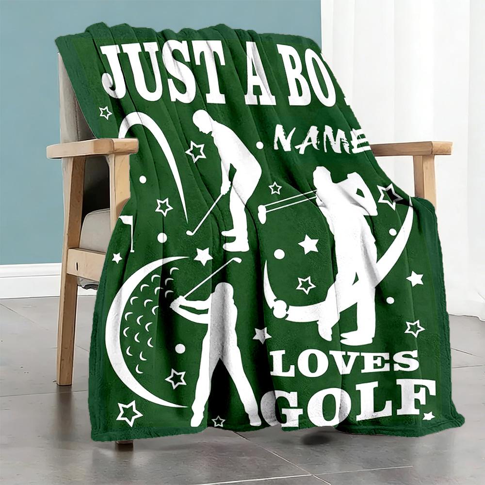 Green Golf Customize Your Name Blanket Cozy Customizable Blanket Soft Warm Cozy Suitable for Bed Picnics Living Room Livingroom Four Seasons Universal