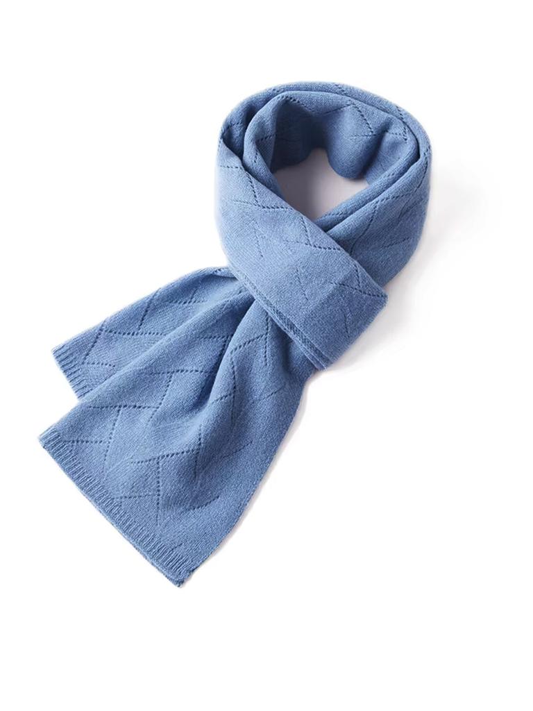 100% Wool Scarf Women Winter Solid Knitted Hollow Out Shawl Fashion Scarves Capes Warm Wraps Lady Cashmere Like Neckerchief