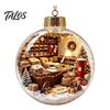 Garden Holiday Ornaments Glowing Christmas Story Ornament, Light-Up 3D Hanging Ball with Warm LED, Mini Decorative Spheres for Holidays Scene