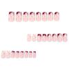 24 Pcs Flowers Artificial Nail French Tip Press On Nail Short Square Stick On Nail Glossy False Nail for Party