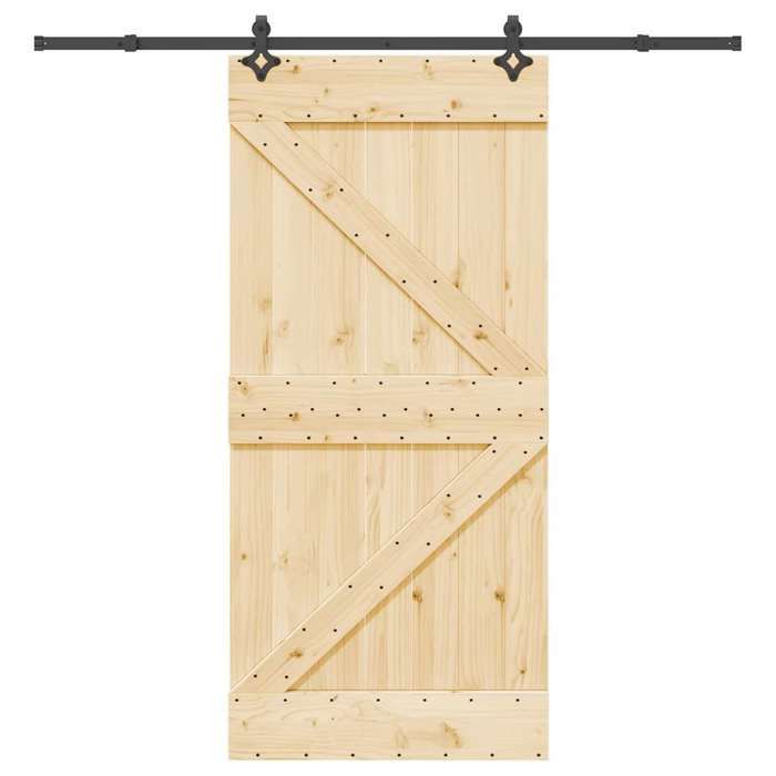VidaXL Sliding Door and Hardware Kit 95x210 Cm Solid Pine 3332636