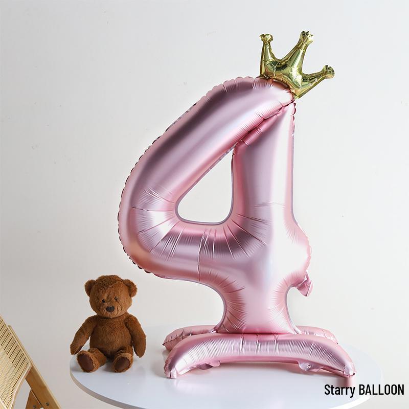 Pink Crown Number Balloon Decorations for Girl's First Birthday