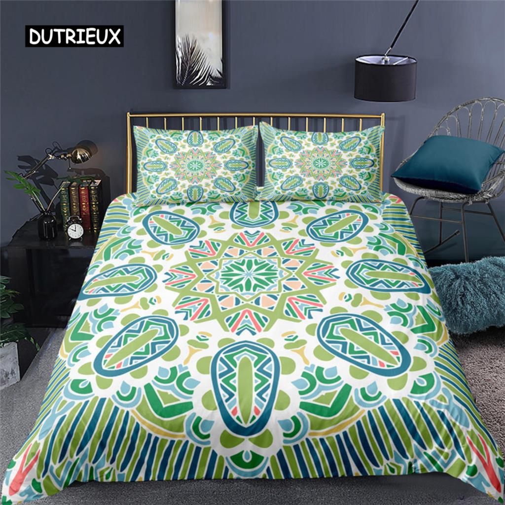 Ethnic Bohemian Mandala Duvet Cover King Queen European Flowers Vintage Bedding Set Geometric Retro Style Polyester Quilt Cover