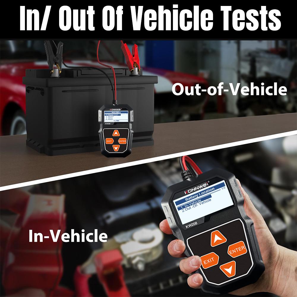 KONNWEI KW208 Battery Tester 12V Automotive Battery Charger Inspection Tools 100 to 2000CCA Cranking Charging Circut Analyzer