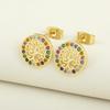 Nidin Classic New Design Copper Shiny Crystal Zircon Lucky Tree Of Life Stud Earrings For Women Fashion Temperament Ear Jewelry