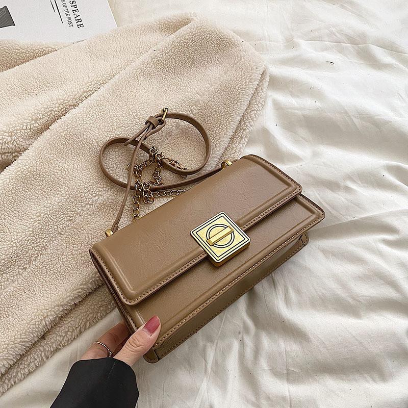 Стильная ретро сумка на плечо из ПУ для женщин, модная повседневная кросс-боди сумка-багет хаки