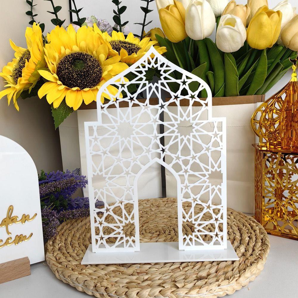 Black White Gold Ramadan Ornaments Mirror Face Desktop Decoration  Festival Supplies