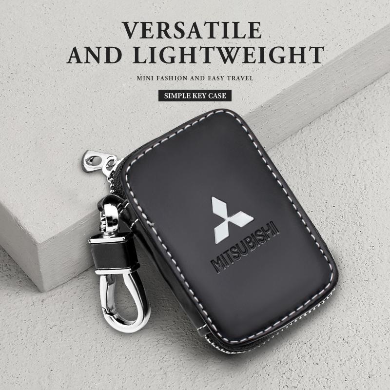 For Mitsubishi ASX Lancer Pajero Outlander Colt Galant L200 Ralliart PU Leather Key Wallet Car Key Bag Multi Function Key Caseor