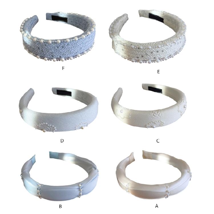 Luxury Floral Design Headbands For Women Fabric Hair Accessory With Bead Detailing Hairband Headwear For Special Event