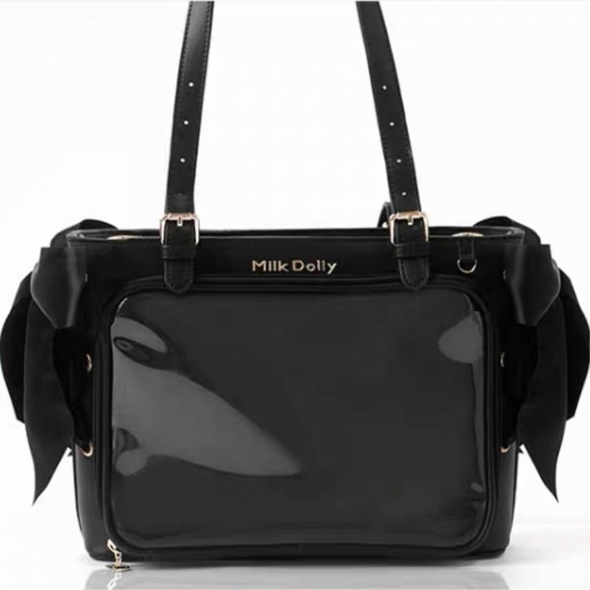 

FUYUUNEKO Ita Bag with Side Ribbons, Floating Cat MILKDOLLY Fuyuneko, Black, Perfect for Otaku Activities, W32cm x H22cm, Black [Parallel Import]