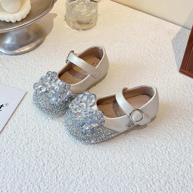 

Блестящие туфли принцессы со стразами для маленьких девочек - Коллекция Весна/Осень 2025 Size 23 - Internal Length 14.8cm грязно-белый