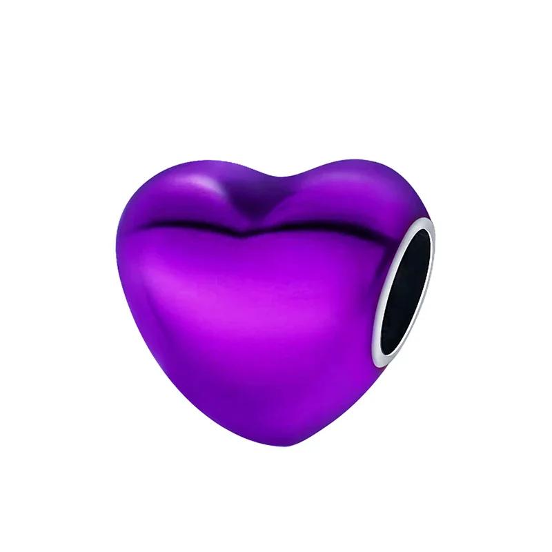 Multi Colored Heart-Shaped Beads Charms Original Copper Fine Pendant Fit Diy Bracelet Necklace Boutique Couple Gift