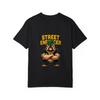 Street Enforcer Bulldog Graphic T Shirt White Cartoon Dog with Green Hat and Gold Chain Streetwear Style Urban Fashion for Casual Wear