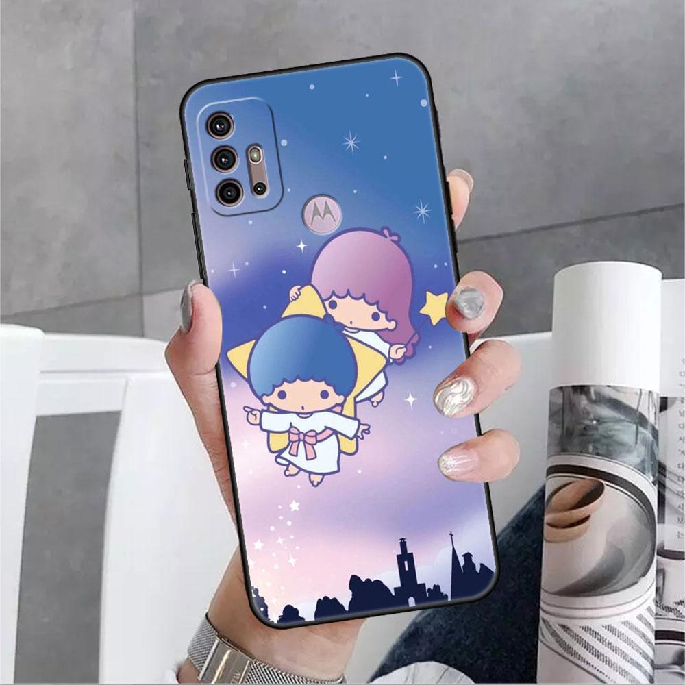 LittleTwinStars Roztomilé pouzdro pro Motorola G30 G60 Edge 20 G9 G22 G8 Power G31 G500 G50 30 Pro Černé Měkké Kryty na Telefon