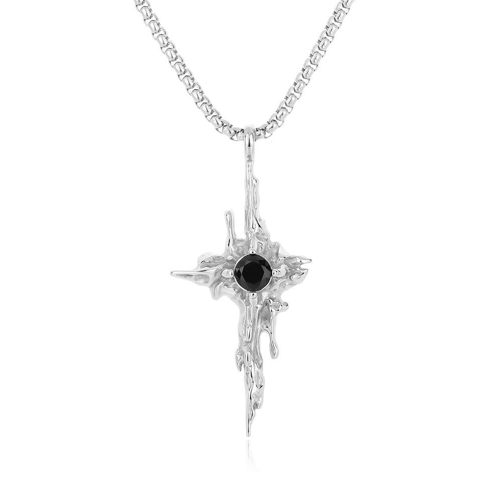 Necklace for Men Titanium Steel Original Light Luxury Niche Trend High-End Feel Men's 2024 New Hot Dark Style Pendant