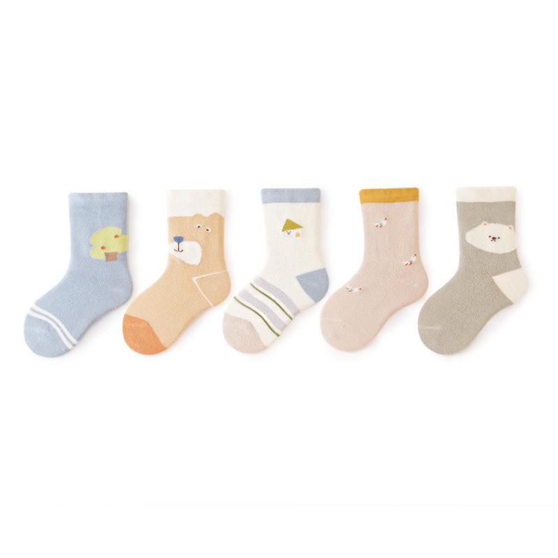 5 Paar Neugeborenen Socken Strick Weiche Baumwollsocken Kinder Mittelhohe Socken Auto Cartoon Säugling Kleinkind Socken für Jungen Mädchen