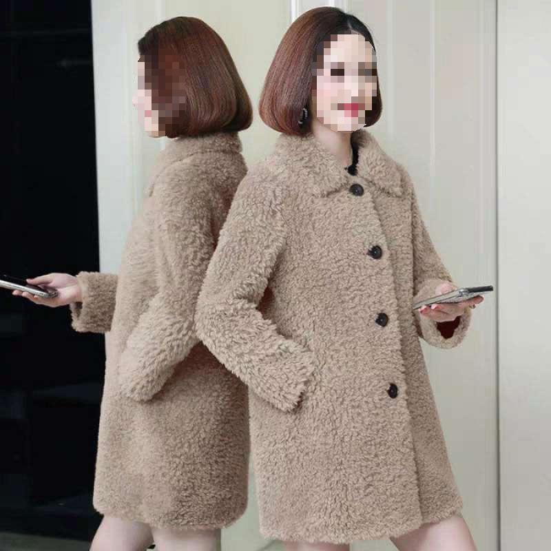 Women's Mid-Life & Senior Plus Velvet Faux Lambswool Coat - Winter Granular Fleece Jacket for Moms