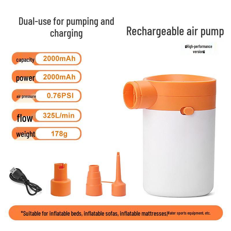 Portable Rechargeable Brushless Air Pump for Quick Inflation/Deflation of Pools, Airbeds, Sofas, and Kayaks