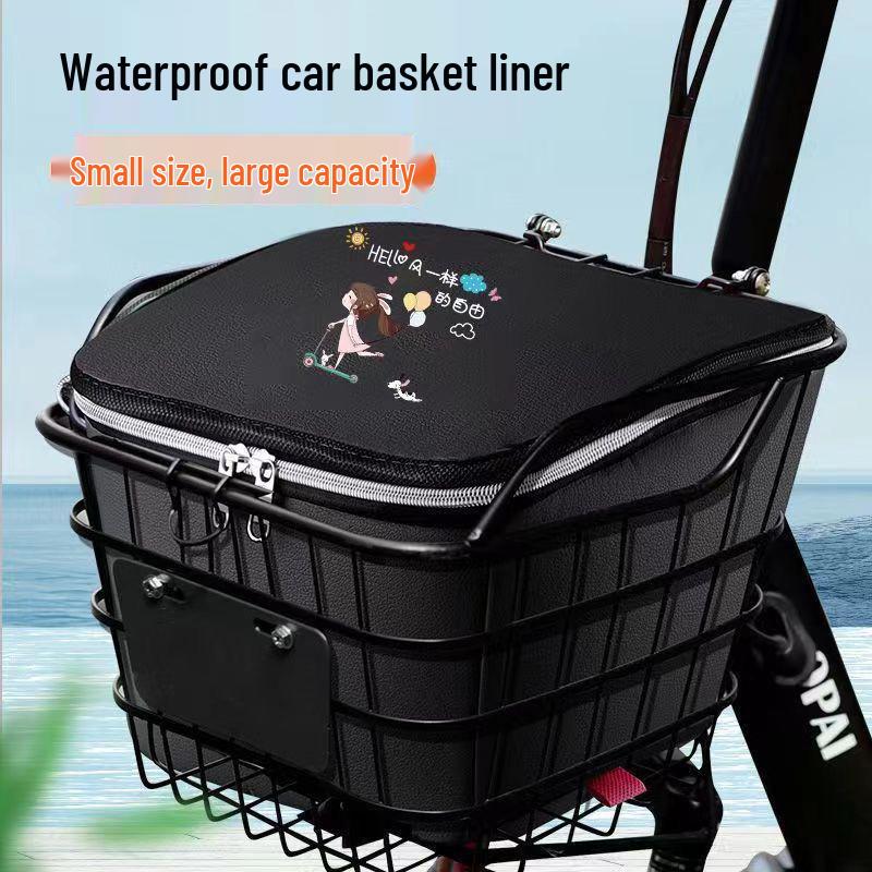 Electric Vehicle Basket Liner: Waterproof, Dustproof Cover with Lid for Front Bicycle Storage