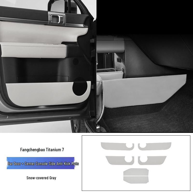 Leopard Titanium 7 Car Door Kick Mats - Anti-scratch Leather Protection Stickers for Interior Modification