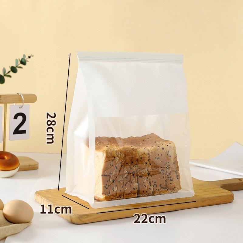 20pcs StoBag Kraft Bakery Bags with Clear Window Reclosable Zipper Bags for Bread Cookies Pastry Candy Cafe Takeout