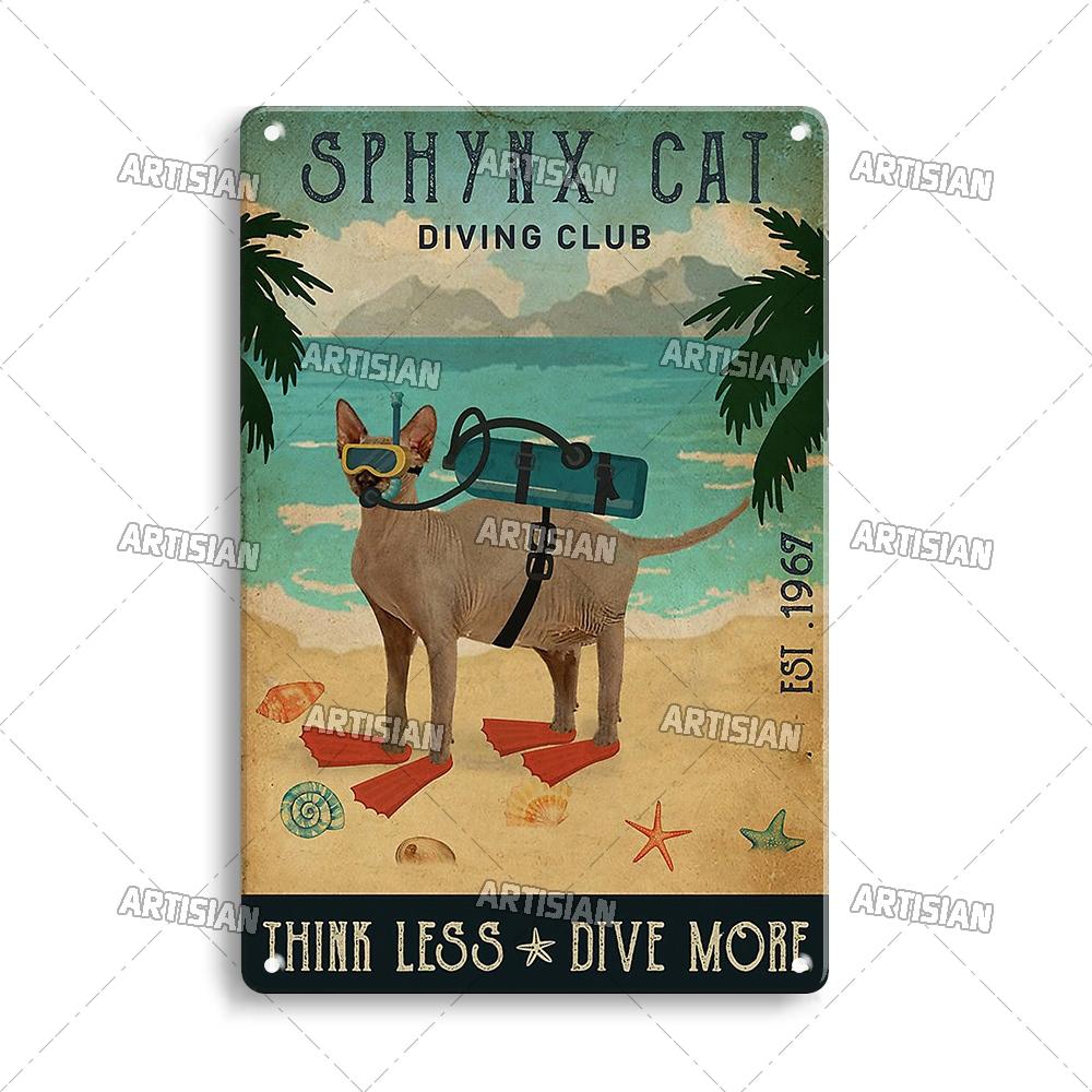 Artisian Black Cat Retro Metal Plaque Funny Pet Vintage Decorative Tin Sign Wall Decor Garage Bar Pub Club Kitchen Home Man Cave