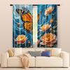Set Of 2 Filtering Curtains Excluding Rods Non Movable Without Batteries Butterfly Flowers Use Bedrooms Living Made Polyester Bedroom Window Treatment