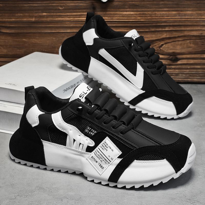Men's Breathable All-Season Sneakers - Lightweight Casual Sports Shoes with Memory Foam Insole, Retro Lace-Up Design for Walking/Gym/Daily Wear