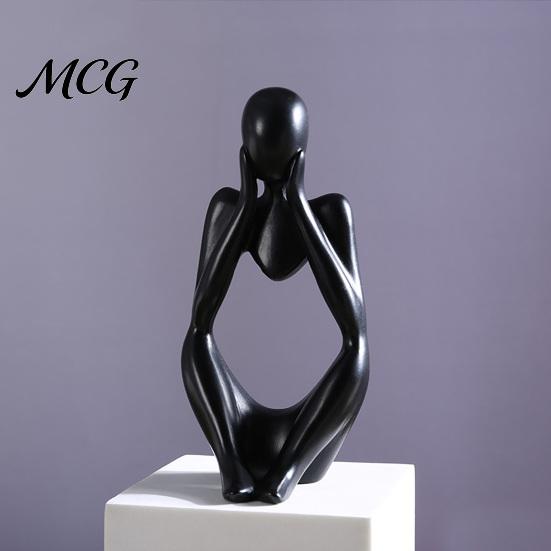 Minimalist Art Statue Thinker Statue, Modern Abstract Sculpture, 3D Printed Home Office Decoration Collectible Figurine for Bookshelf Desktop