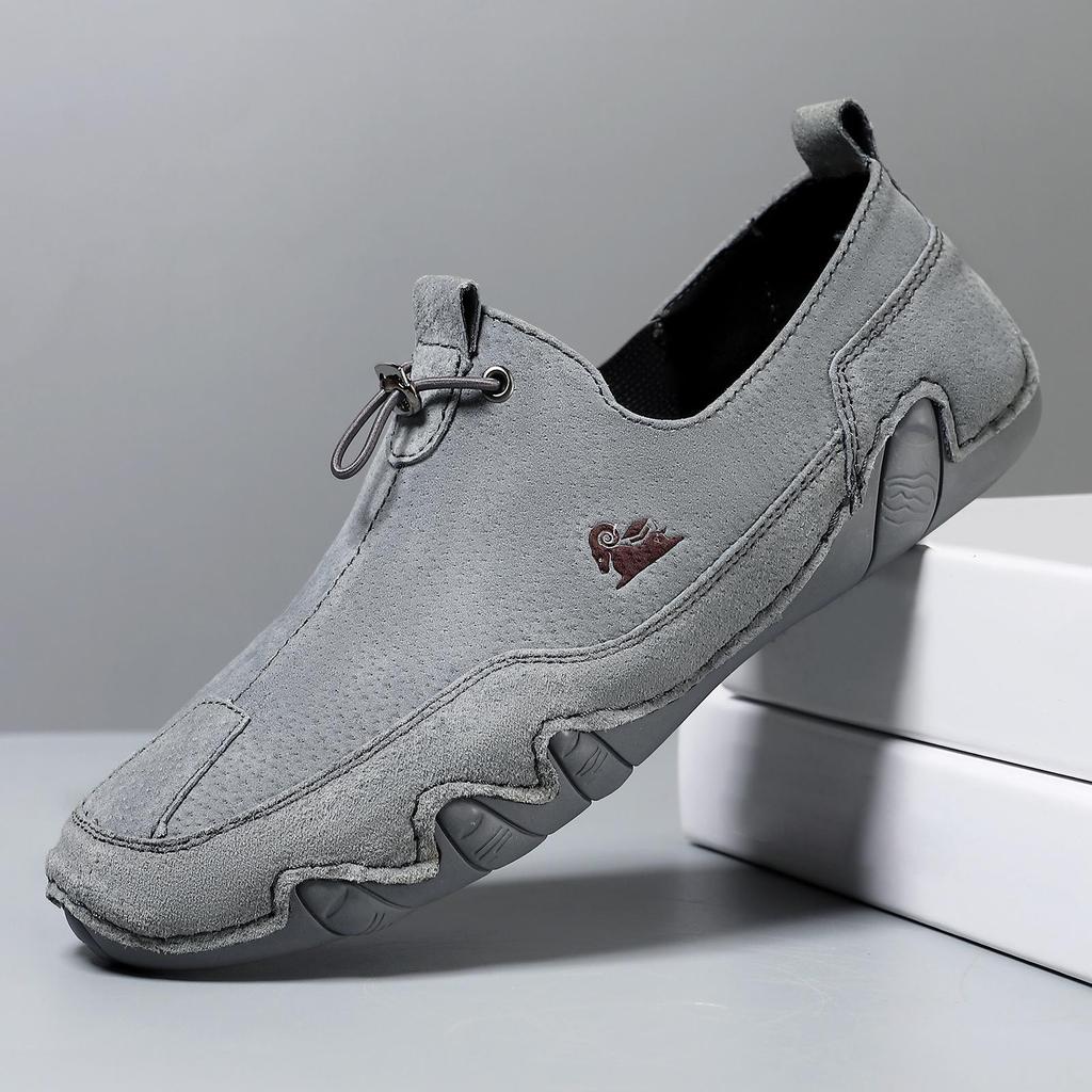 Cross-Border Octopus Plus Size Men's Genuine Leather Low-Top Casual Bean Shoes