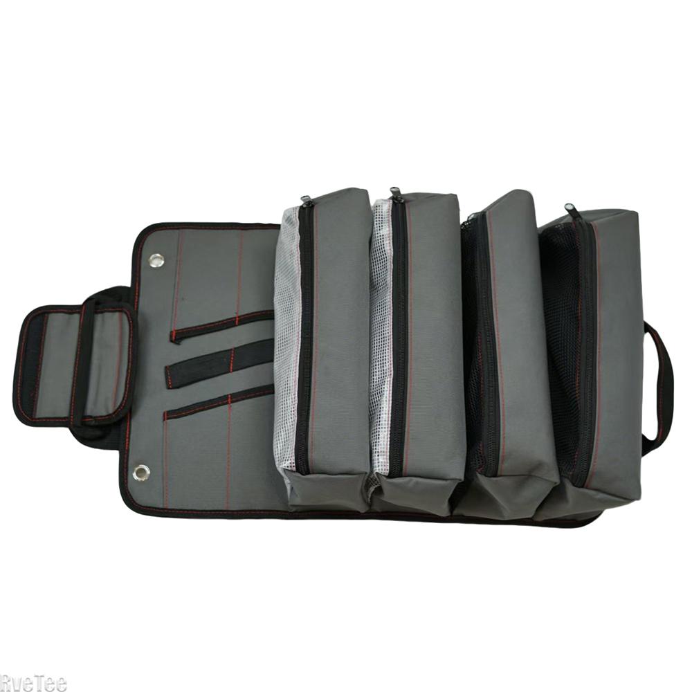 New Upgraded Tool Roll Up Bag 2 Translucent Pockets Portable Insert Pockets on Back for Electrician Tool Organizer Car Storage