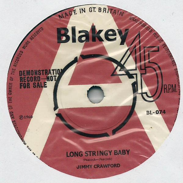 

7-дюймовая пластинка JIMMY CRAWFORD Long Stringy Baby BL074 BLAKEY UK Rock Б/у