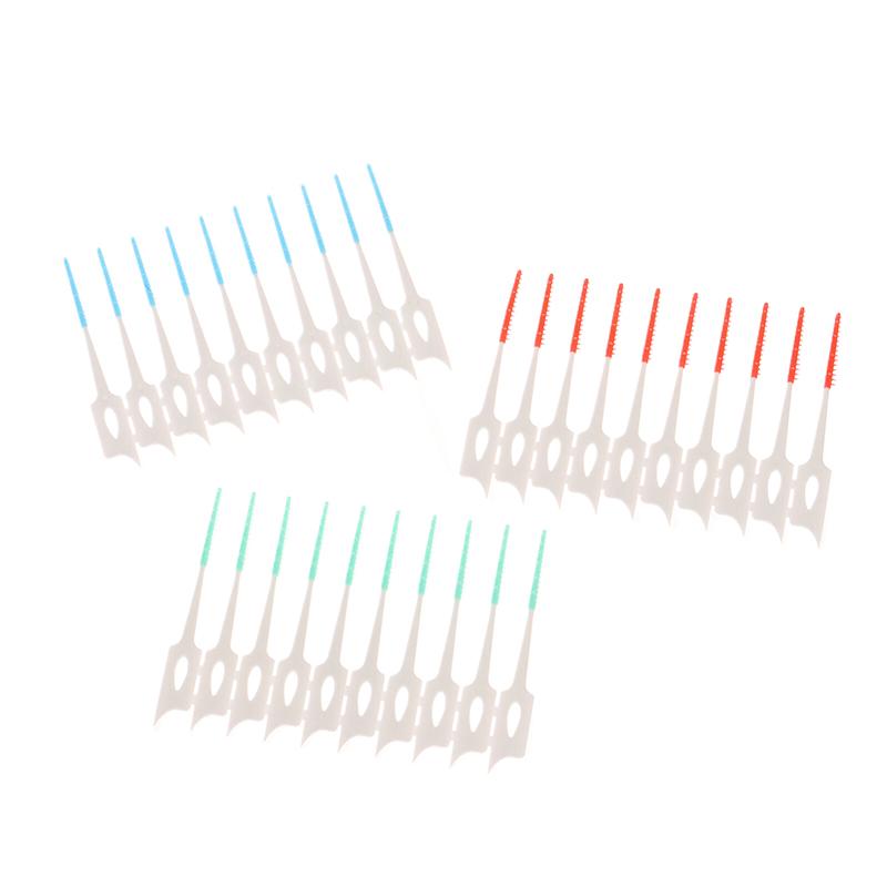 Interdental Silicone Brushes 200 Units Dental Toothpicks Brush Between Teeth With Thread Oral Cleaning Tools