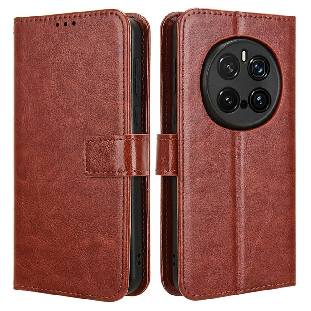 

Чехол для Honor Magic7 Pro 5G Crazy Horse Texture PU Leather Phone Wallet Cover Brown