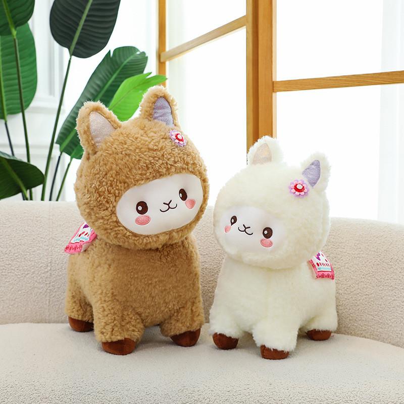 Adorable Alpaca Plump Plush Toy Companion Floral Pattern Kid Doll Birthday Gift