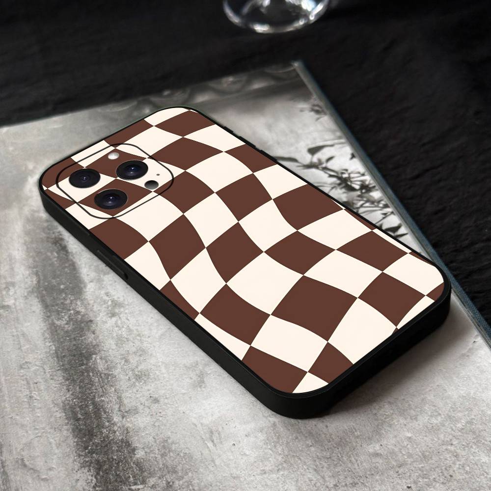 Checkerboard Phone Case Black Silicone Soft Shell For IPhone 17 16 15 14 13 12 11 Air Pro Max Plus Hot Sale