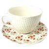 Les Trésors De Lily [N8496] - Tasse + soucoupe 'Vintage Design' beige rouge liberty - tasse 11x7 cm