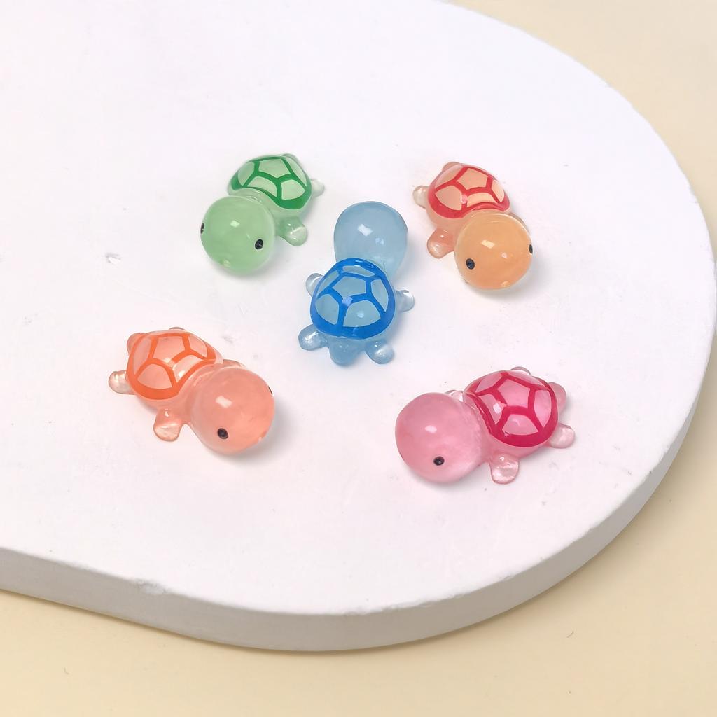 100pcs Resin Cute Luminous Colorful Hand-painted Mini Turtle Flat Back Figurines DIY Scrapbooks Accessories Nail Art Crafts