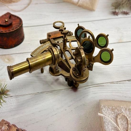 Nautical Sextant  Custom Engraved Gift  Brass Sextant With Telescope  Working Compass,  Anniversary Gift, Navy Veteran Gift