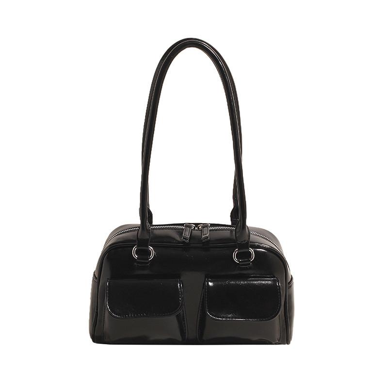Ielgy Fashion Trend Boston Underarm Bag Melade Color Retro Bowling Shoulder Bag