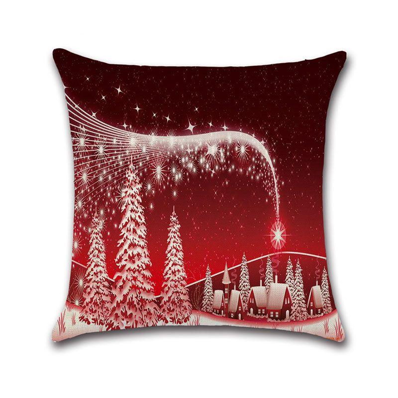 Merry Christmas Cotton Linen Pillow Case Cushion Cover Festive Home Decoration