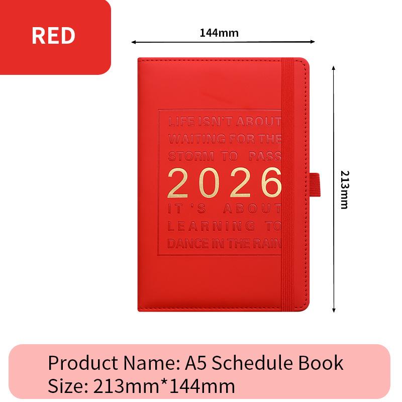 2026 A5 Englischer Jahresplaner mit Gummiband - Kreatives Notizbuch