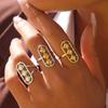 Minimalist Hollow Open Rings For Women Abstract 18K Gold Plated Stainless Steel Rings Simple Fashion Zircon Girls Gift
