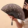 Fan for Men with a Domineering Style, Traditional Chinese Style Folding Fan with Jade-Like Black Bamboo Wood, Portable for Summer, Suitable for Dance