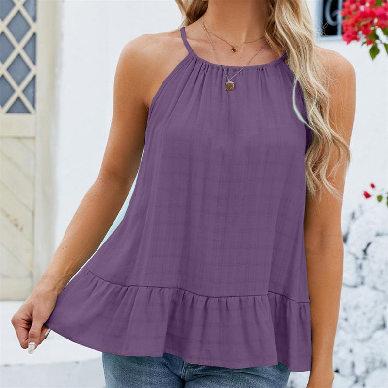 Весенне-летняя женская майка с рюшами и подолом — фото 16