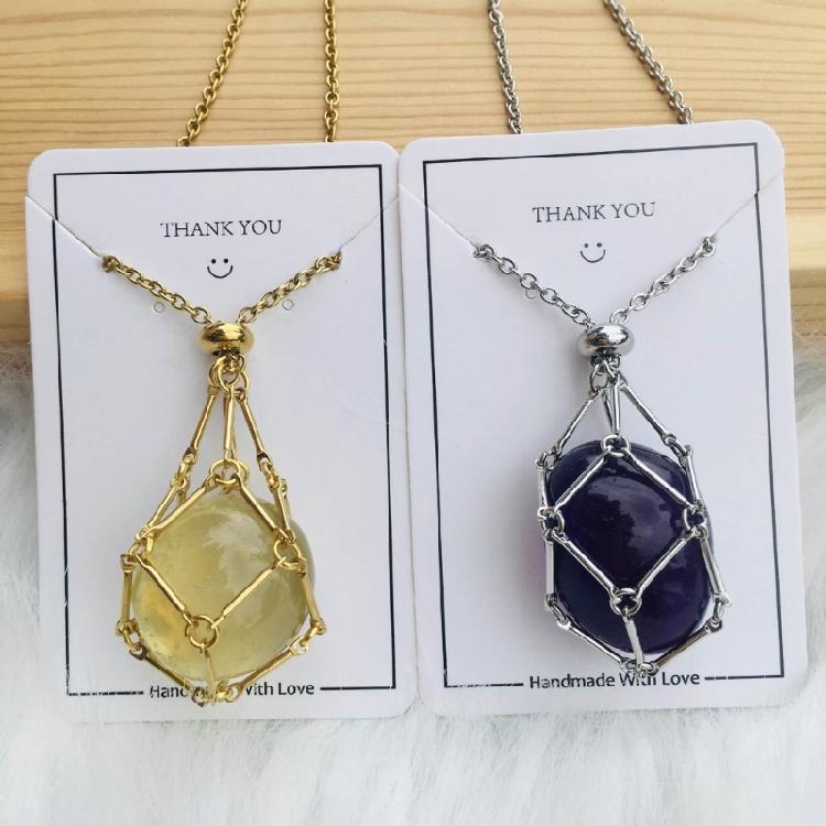 Crystal Cage Necklace Fashionable Metal Chain Neckwear Women Men Collecting Stone Holder Neckchain Jewelry Silver/Gold