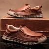 Fashion Spring and Summer New Breathable Cowhide Men's Shoes, Anti Slip and Wear-resistant Loafers, Comfortable and Casual Sports Shoes