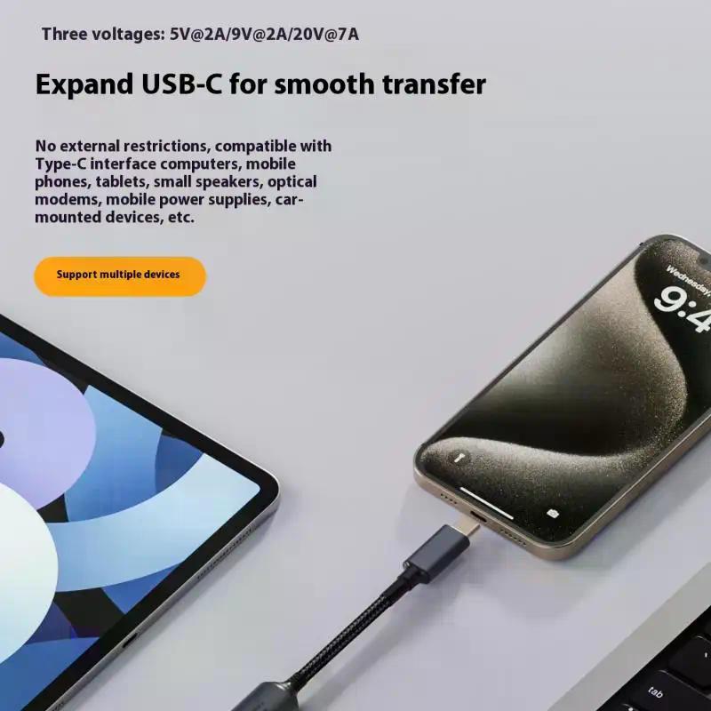 1Pcs Fast Charging Cable For Macbook Huawei 140W Universal Laptop 5V 9V 20V DC Female To USB C Type C PD Power Adapter Converter