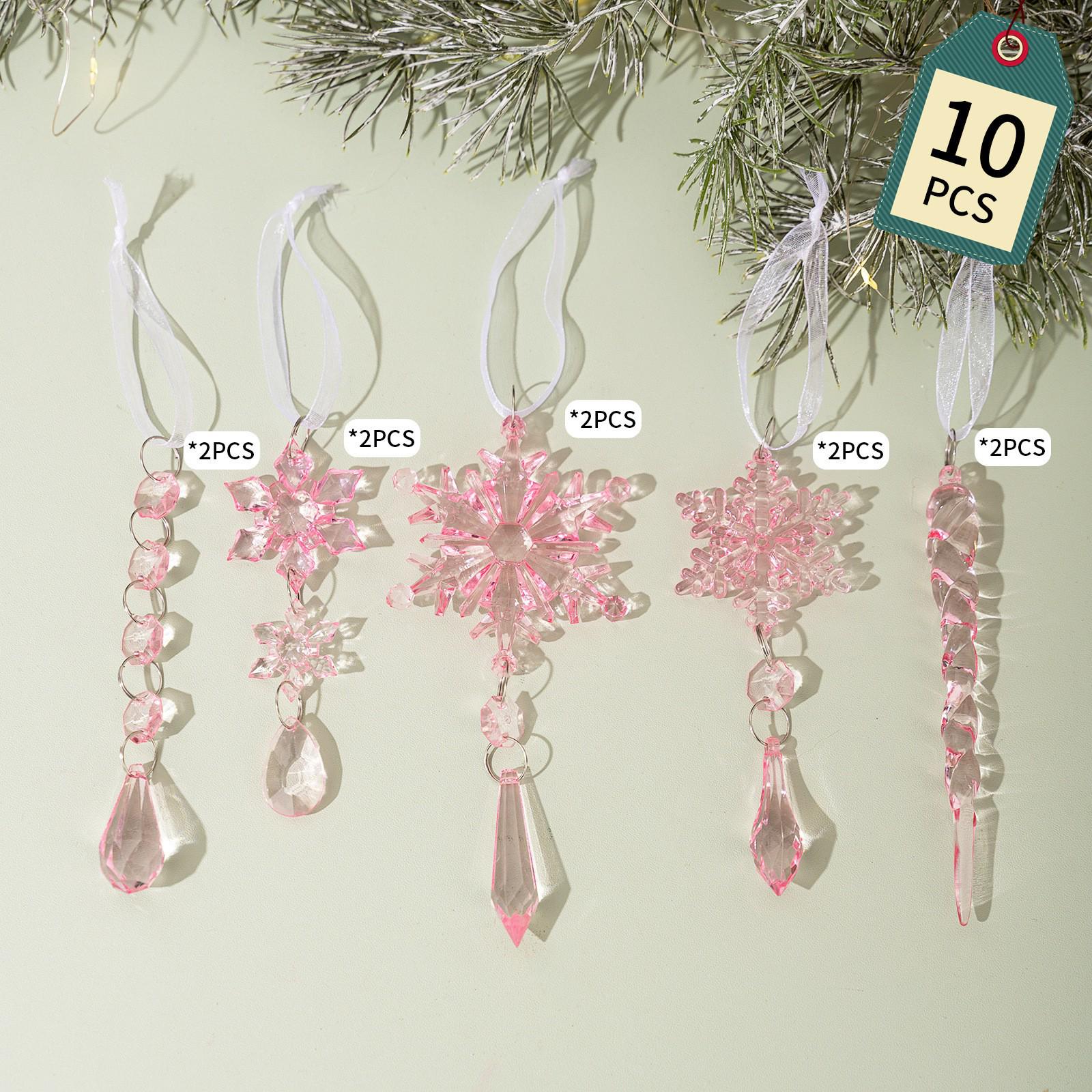 10-Piece Set: Creative Transparent Icicle and Snowflake Christmas Tree Ornaments