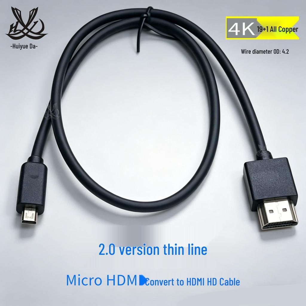 4K Mini HDMI To HDMI Thin Soft Cable, Pure Copper, HDMI 2.0 for DSLR Camera To Monitor Connection